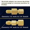 R134A Brass Refrigerant Tank Adapter to R12 Fitting Adapter 1/2 Female to 1/4 Male Flare Adaptor Valve Core and Vacuum Pump