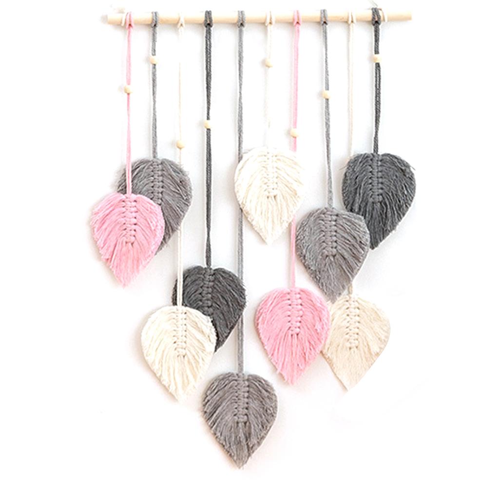 Hand Woven Leaf Macrame Tapestry Boho Decor Hanging Pendant Crafts Wall Hanging Home Decoration For Bedroom Living Room