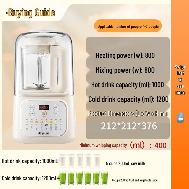 Joyoung 1.2L Low-Noise Smart Blender & Soy Milk Maker CN plug (adapter included)