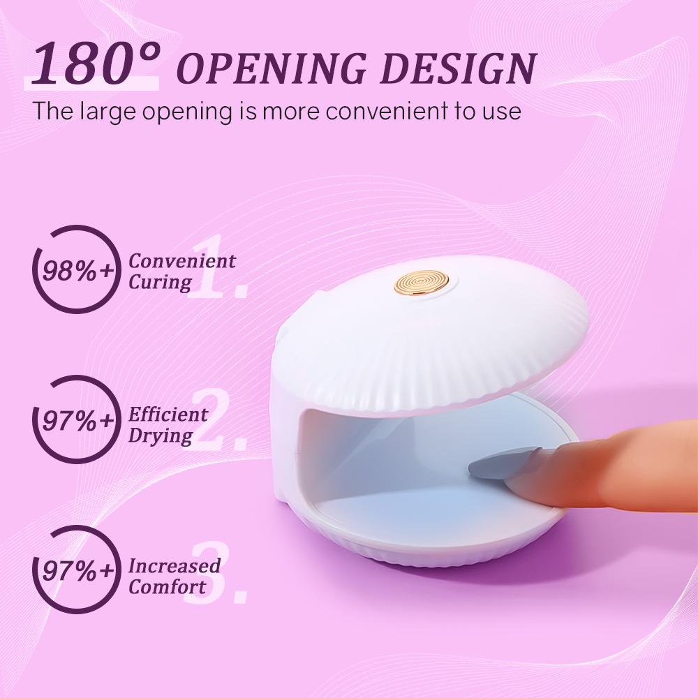Mini UV LED Nail Lamp Portable Nail Dryer USB Charging Quick Drying Manicure Lamp for Nail Salon Shell Shaped Nail Art Lamp