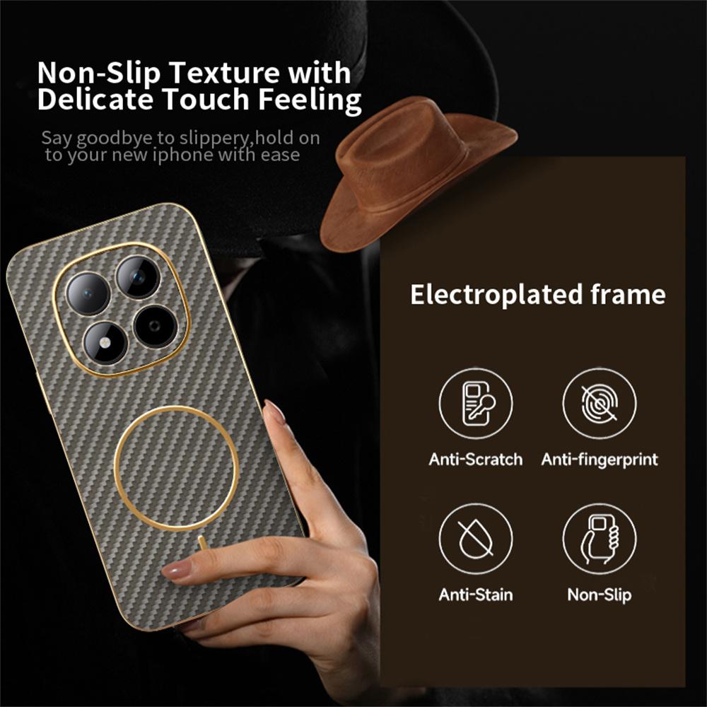 For Xiaomi Redmi Note 15 Pro 5G Phone Case Carbon Fiber Textured Electroplated TPU Back Cover
