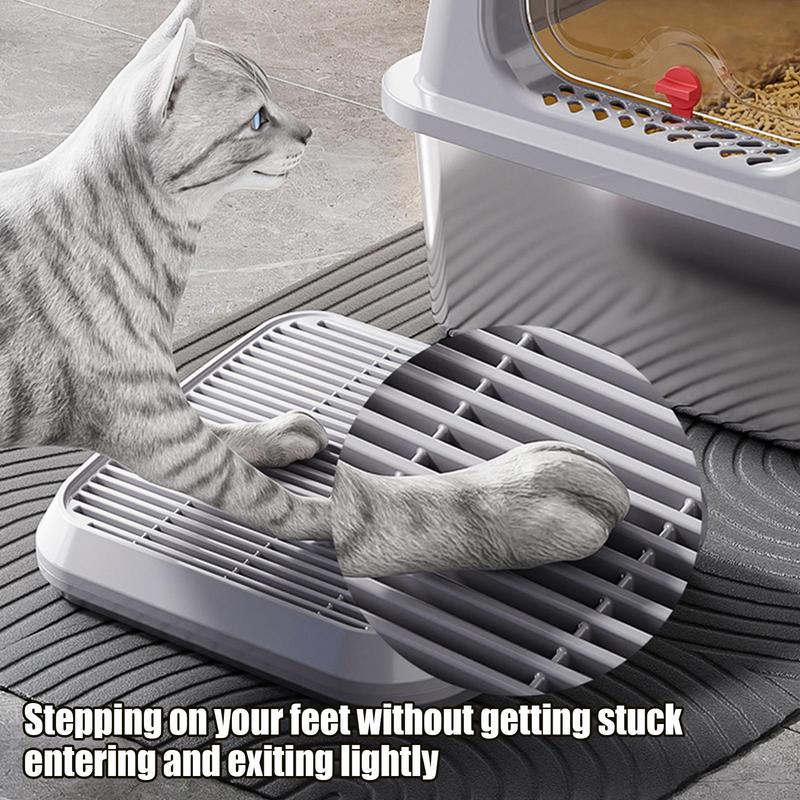 Litter Box Step Cat Litter Catcher Ramp Box Anti Tracking Trapper Tray with Filter Function Non Slip Double Layer Cat Litter Box