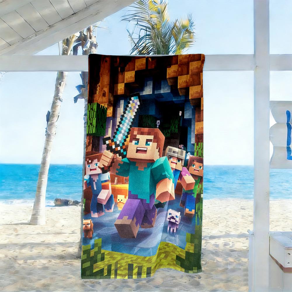 Minecraft Beach Towel Super Soft Microfiber Quickdry Fabric Comfortable Lightweight