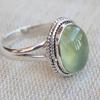 Massivt 925 sterlingsilver Prehnit oval ädelsten Boho designer bröllopsgåva Statement-ring smycken