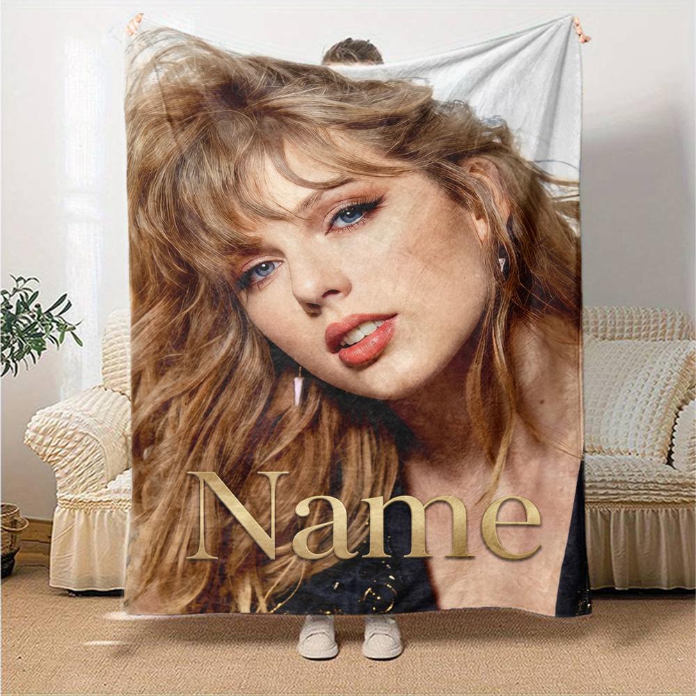 Custom Name Taylor Theme Printed Blanket Perfect For Couch Bed Travel Outdoor Use Machine Washable Cozy Durable