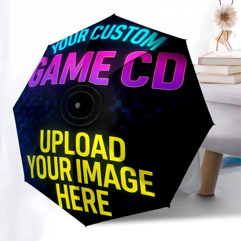 Custom Game CD: Upload Your Image HereUmbrella with Cute Design,Portable 3-Fold Compact Umbrella for Men&Women,Valentine's Day Mother's Day