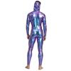 Men Metallic Shiny Hooded Jumpsuit Long Sleeve Front Zip-up Leggings Tights Catsuit Bodysuit for Rave Party Clubwear Night Out