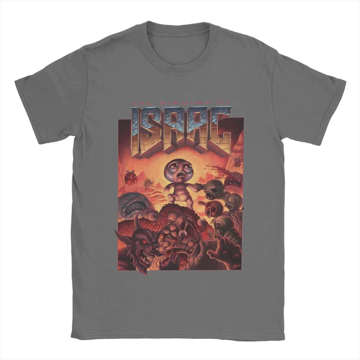 

Смішна футболка The Binding Of Isaac 90-х років Чоловіча з круглим вирізом 100% бавовняні футболки з коротким рукавом Футболка Літній одяг XXXXL темно-сірий колір