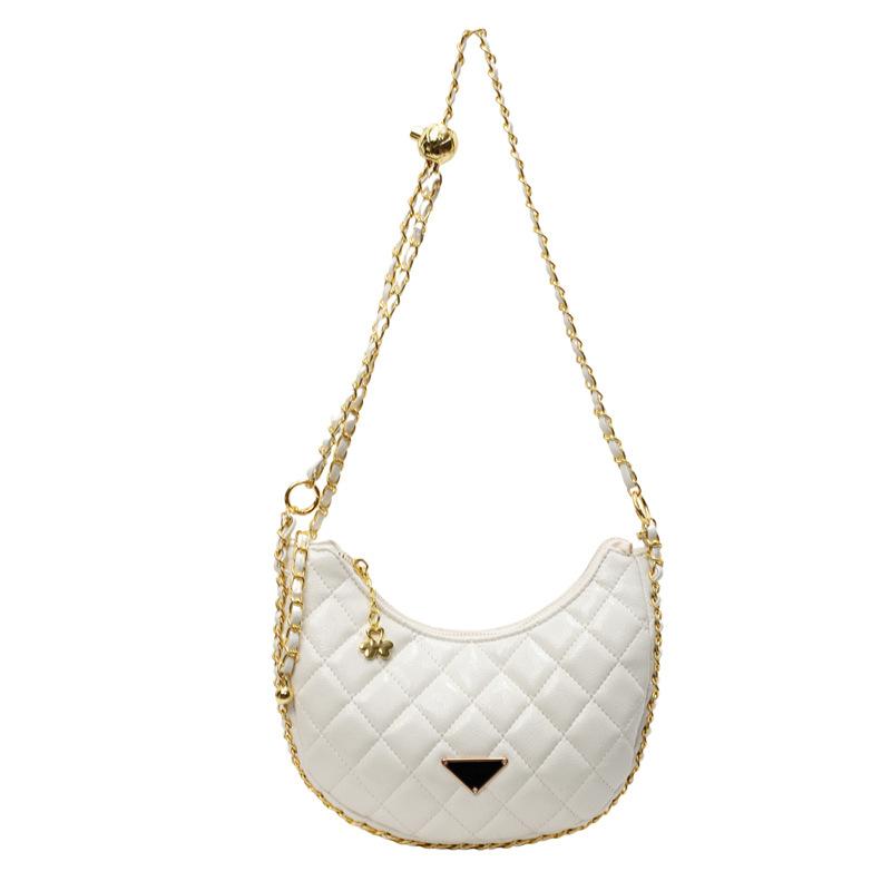 Popular Fashion High-end Diamond Check Chain Dumpling Bag Temperament Versatile Casual Style Crossbody Bag Girl