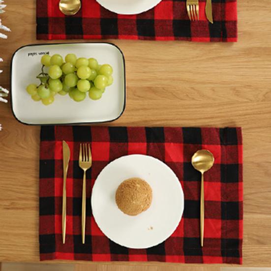 Vánoční kostkovaná prostírání ubrus měkká podložka polštář pratelný domácí stolní dekor