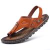 Men Sandals Leather Trail Wading Shoes Open Toe Wide Outdoor Flip Flops Athletic Hiking White Beach Walking Roman Sandals