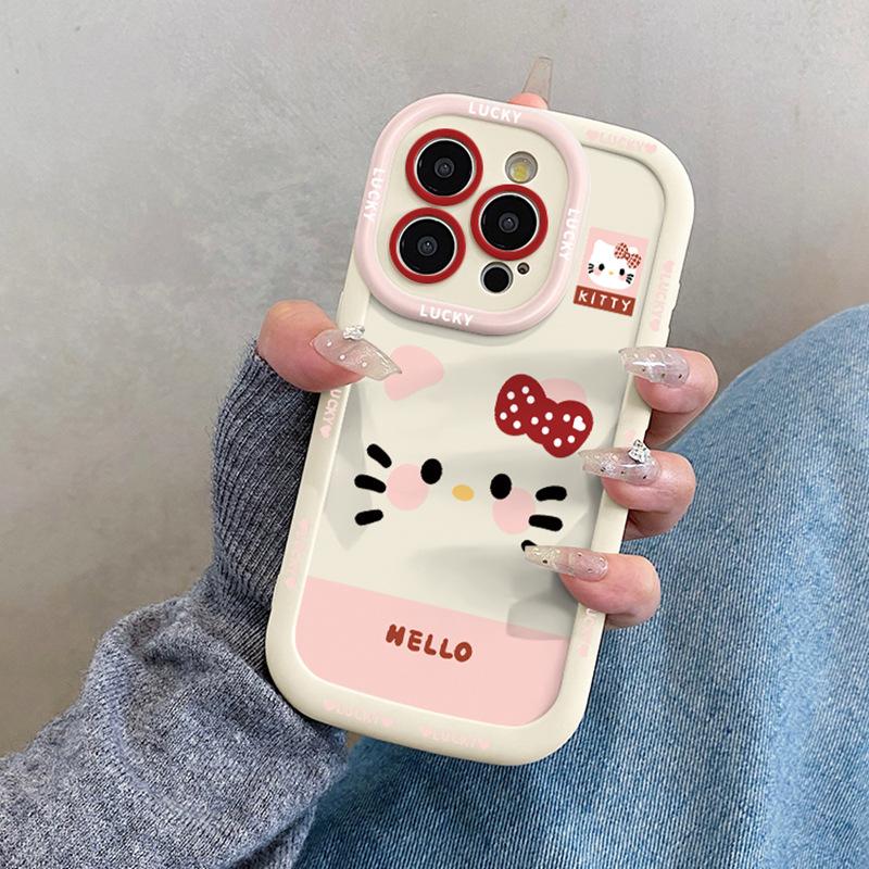 Cute KT Cat Expression Suitable for Apple 16promax Mobile Phone Case Iphone15pro with Lanyard 14 Women's Model 13