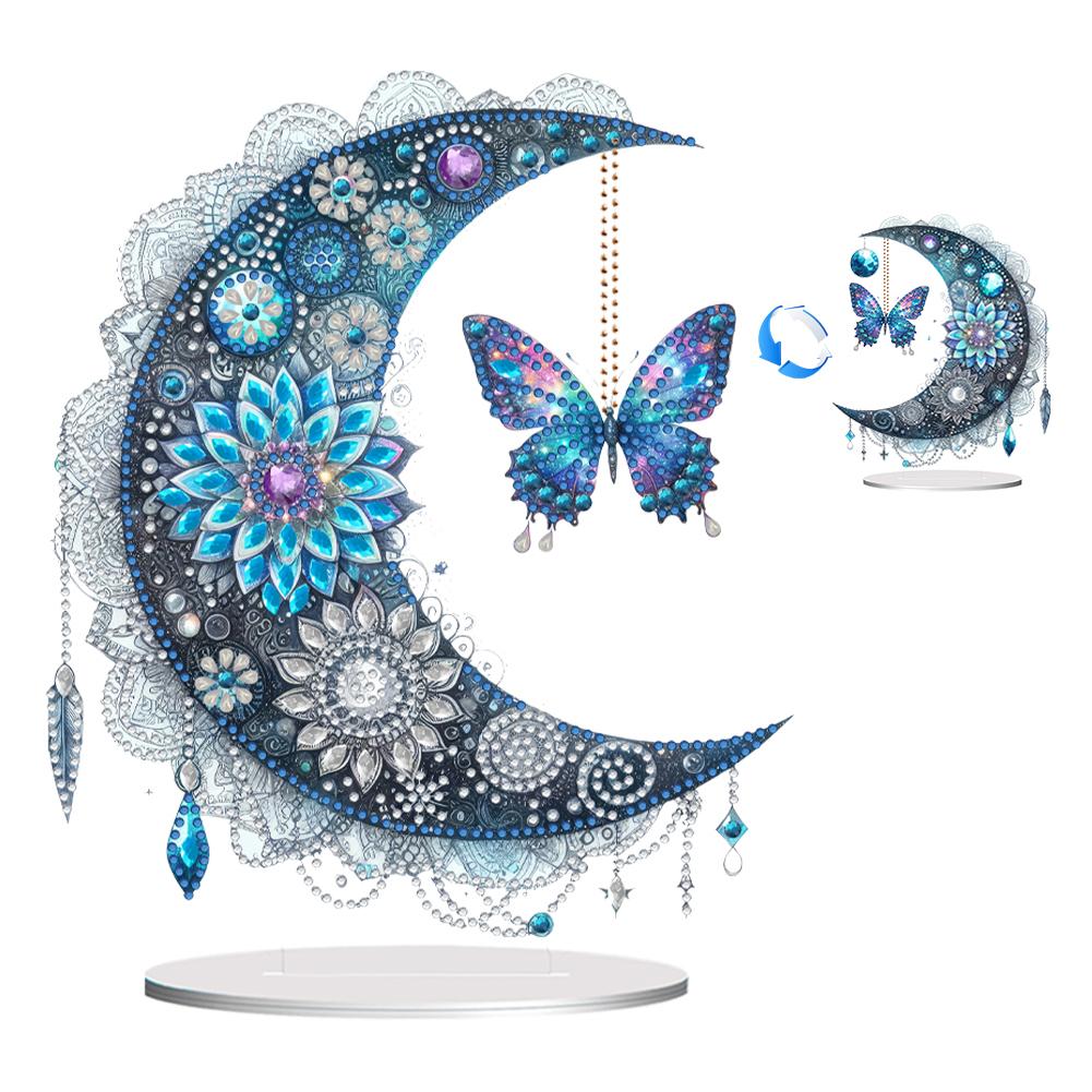 Acrylic Moon Butterfly 5D Diamond Painting DIY Ornament Kit for Stunning Desktop Decoration and Unique Gifts