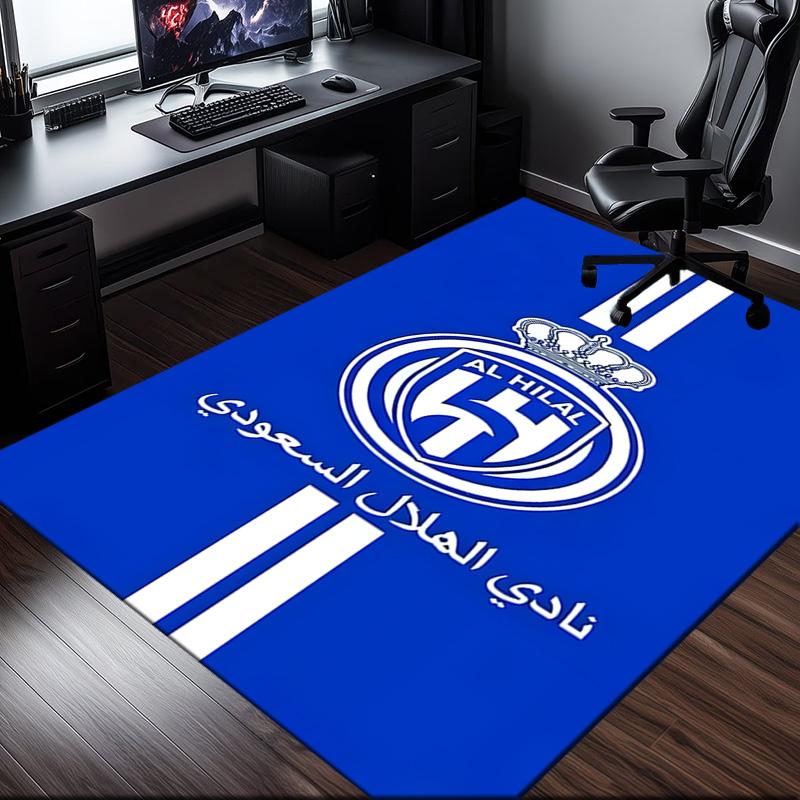 Tappeto con Design dello Stemma Al Hilal, Tappeto per Ufficio, Tappetino Antiscivolo, Tappeto per Sedia, Rivestimento per Pavimento per Gaming, Camera da Letto, Soggiorno, Decorazione per la Casa, Regalo di Natale