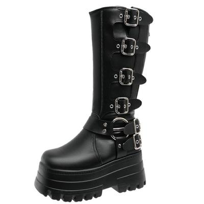 Botines de Moda 9CM Estilo Gótico Punk para Mujer Botas de Motocicleta de Suela Gruesa 2025 Marca Nueva Zapatillas de Plataforma para Mujer Talla Grande 42