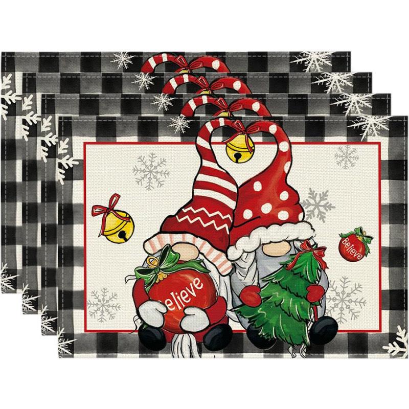 Cross-Border Bestseller Christmas Linen Placemat - Festive Letters & Colors for Restaurant Decoration