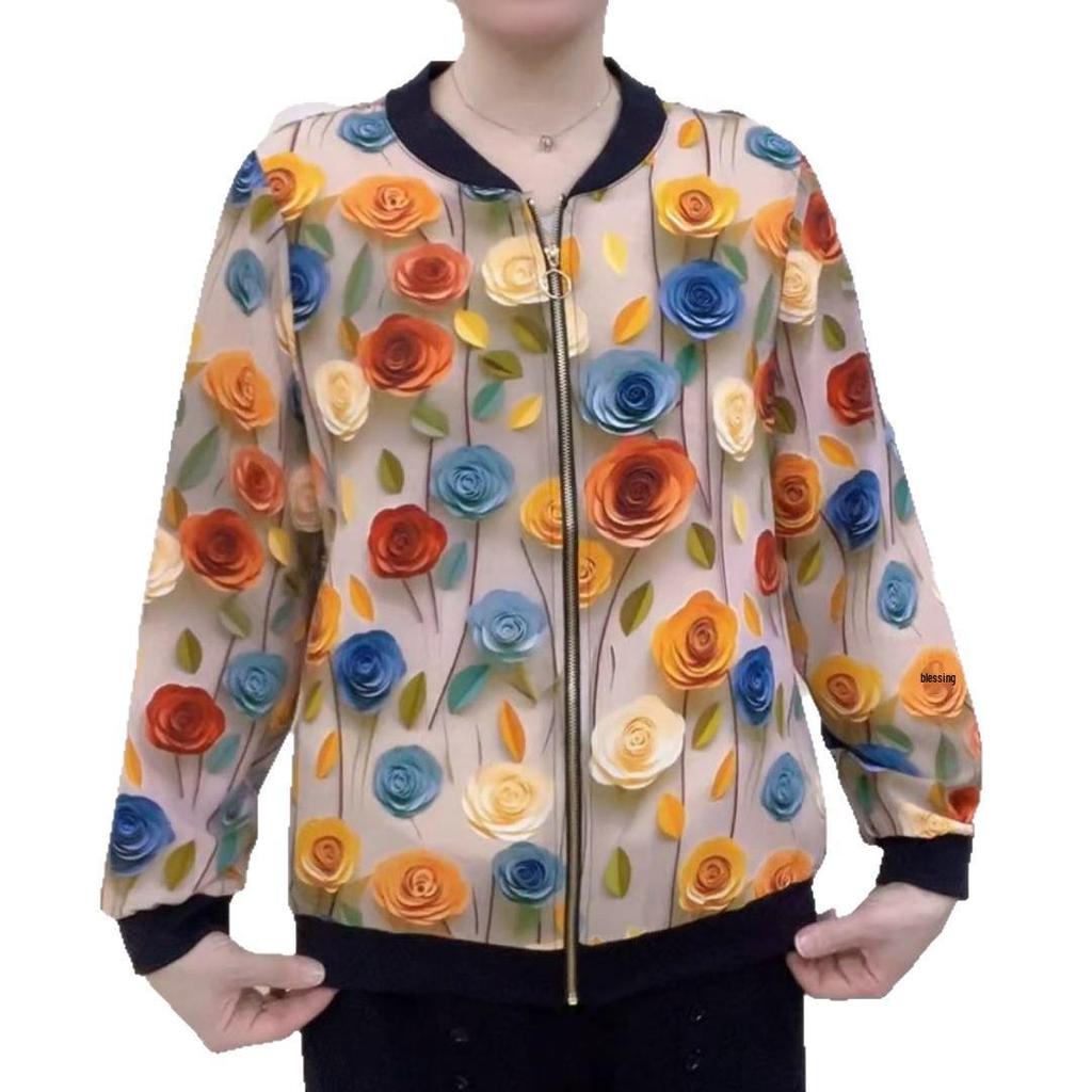 Plus Size Chiffon Floral Sun Protection Cardigan for Women