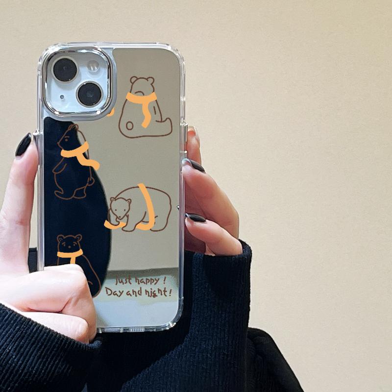 Handyhüllen für iPhone 11 13 XR 15 Pro Max 12 14 Pro Max Hülle iPhone 16 XS Max Spiegel Schutzhülle Mirror Exquisite Cartoon Wasserdicht