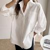 Comfortable and Versatile White Long-sleeved Shirt Female Loose Versatile Design Sense Niche Medium-length Blouse Temperament Elegant Fashion Top