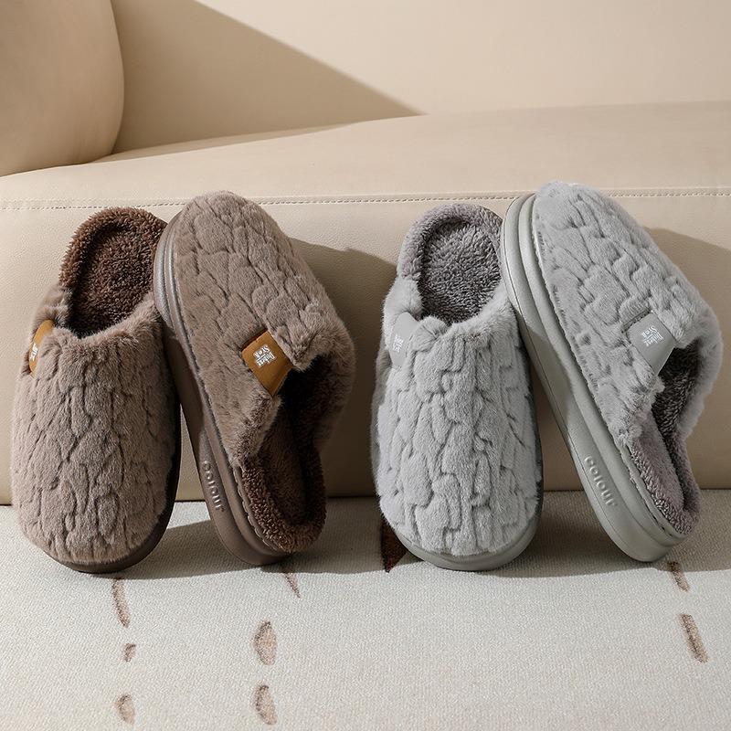 Thick bottom new warm non-slip cotton slippers women's autumn and winter home indoor men's and women's fluffy cotton slippers