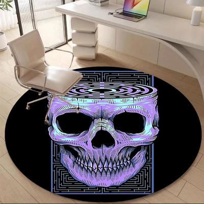 1pc Skull Maze Office Round Area Rug, Indoor Mat Suitable ForOffice, Under Office Chairs Bedroom Living Room Home Decor, Room Deco Q116