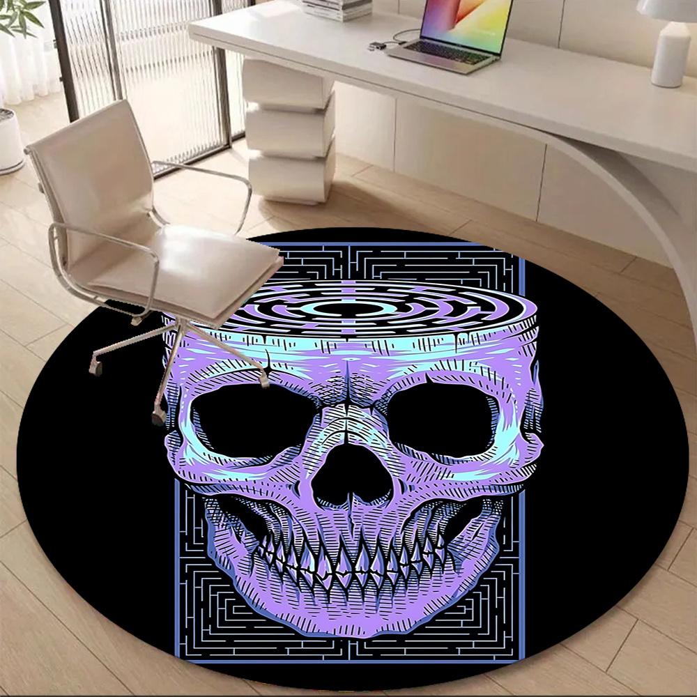 1pc Skull Maze Office Round Area Rug, Indoor Mat Suitable ForOffice, Under Office Chairs Bedroom Living Room Home Decor, Room Deco q116