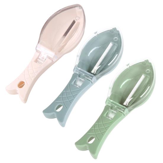 3Pcs Manual Fish Scale Scraper with Lid Fish Scale Removal Manual Seafood Scaling Tool Home Kitchen Essential