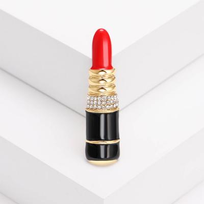 Fashion Personality Pin Simple Lipstick Corsage Rhinestone Alloy Sturdy Long Lifespan Brooch Women Accessories
