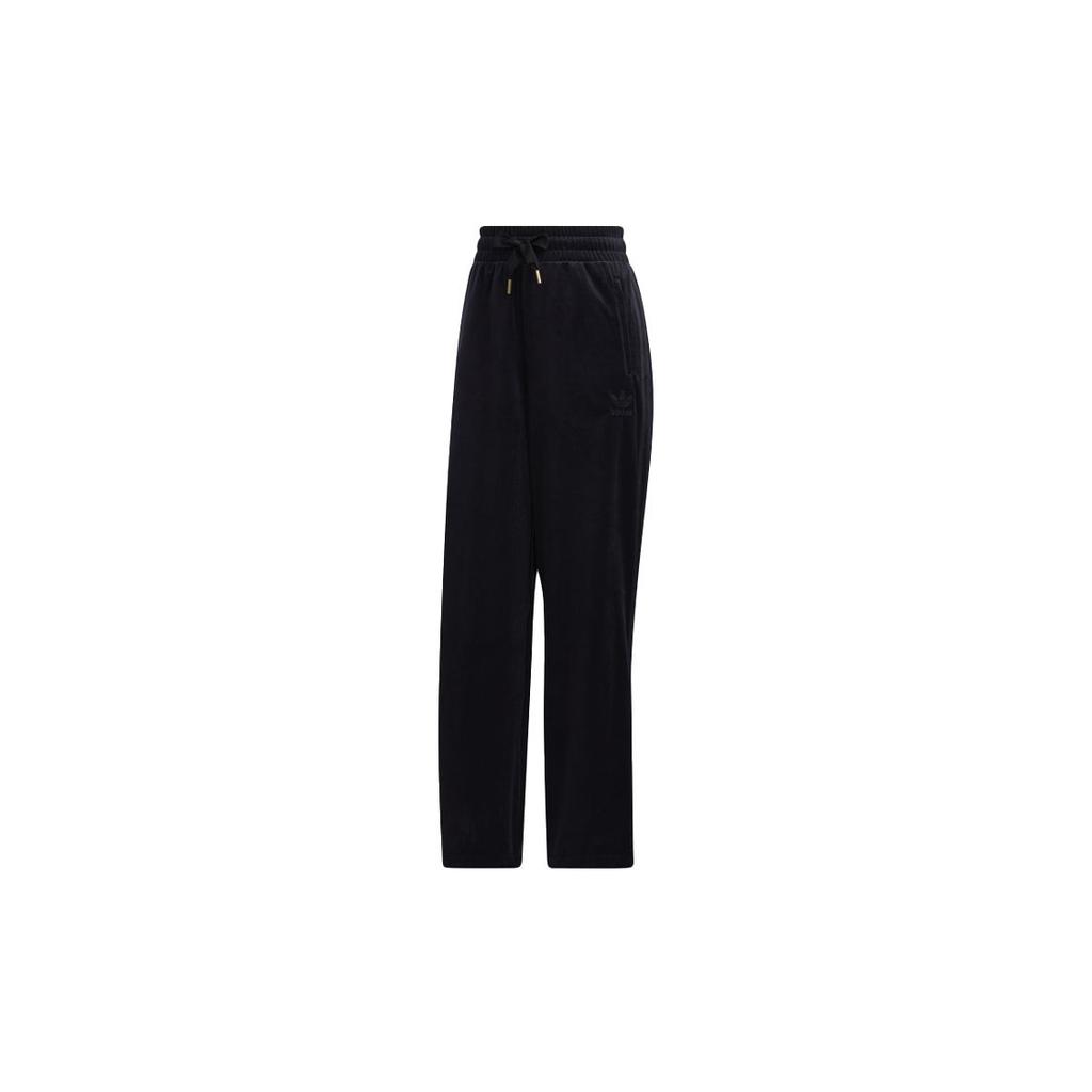 Adidas Originals Trefoil Track Pants Wide Leg Mid Rise Drawstring Knit Sports Pants Women Pants Black GV2926
