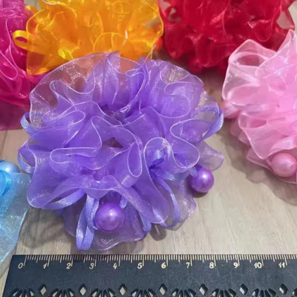 4pcs/set High Elastic Floral Hair Rope Beads Ponytail Holder Sweet Kids Head Rope Girls