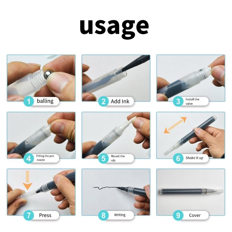 6Pcs Refillable Empty Brush Pen Clear Empty Paint Pen Acrylics Empty Marker For Painting on Paper Wood Ceramic Metal