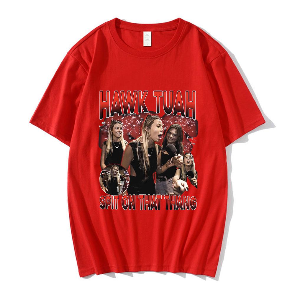 

Hawk Tuah Spit on That Thang Funny Girls Meme Graphic TShirt Unisex Women Casual Cotton Oversized Short Sleeve Tshirts Streetwear S