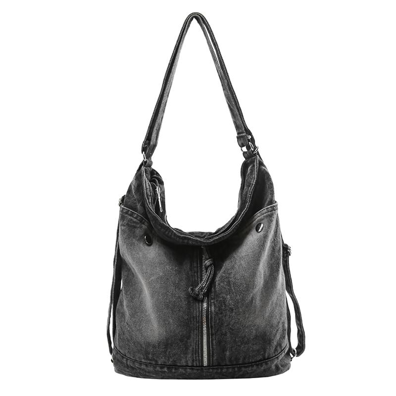 Vintage Denim Shoulder Bag Women's Multi-functional Backpack