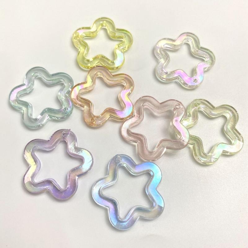 5Pieces 31mm Small Star Shape Pendant with Hole Crystal Star Loose Beads for Jewelry Making DIY Crfat Muitcolor Beads
