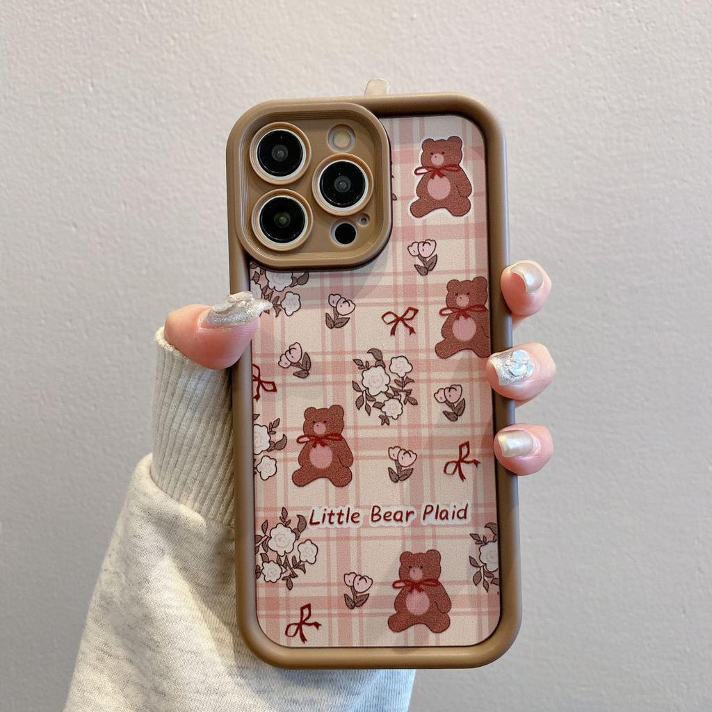 Niedliches Braun Hoch Bambus Geeignet für Apple 16PRO Cartoon Handyhülle Iphone15 Puppen Lanyard KT Katze Anti-Fall