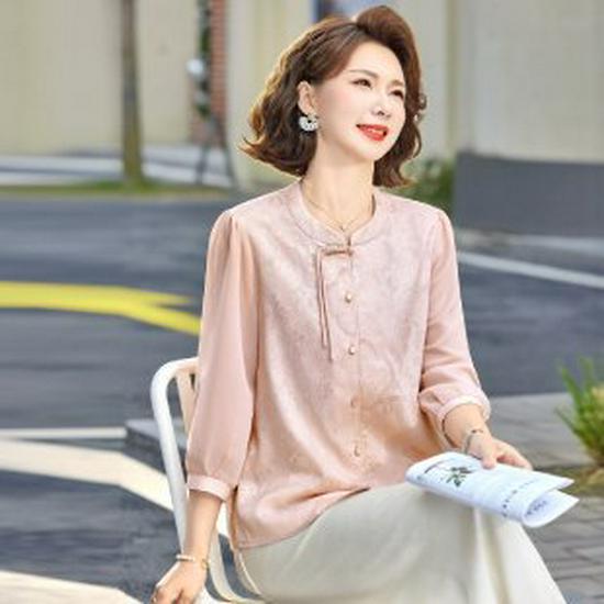 

Mom s Spring/Autumn Stylish Thin T-Shirt for Middle-Aged Women: 2026 Fashion Base Layer Top 5XL розовый