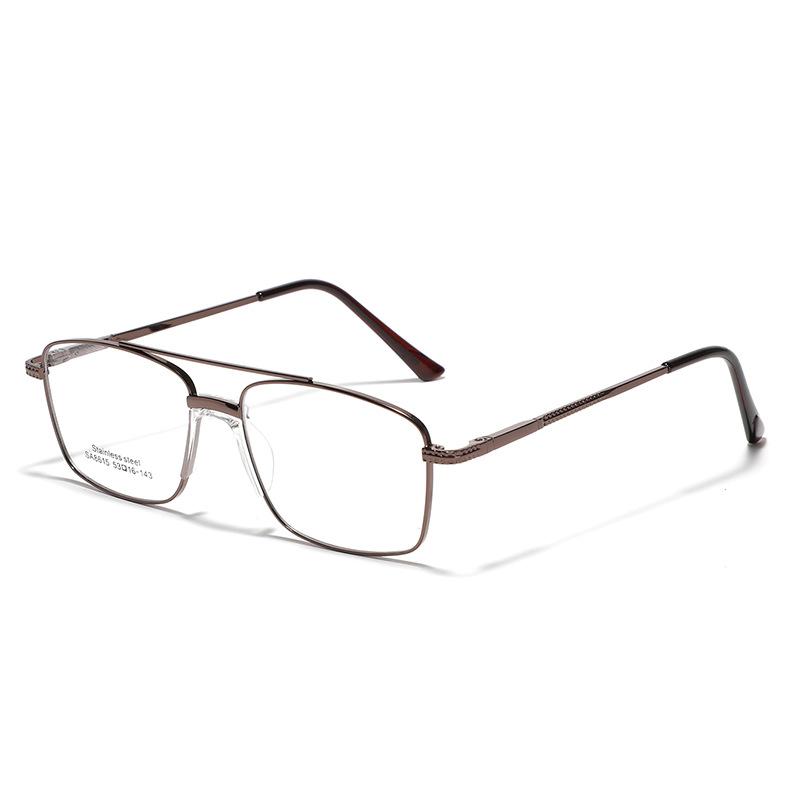 Glasses Double Beam Metal Frame Flat Mirrors Men'S Saddle Nose Pad Square Frame Plain Mirrors Women'S New Mirrors