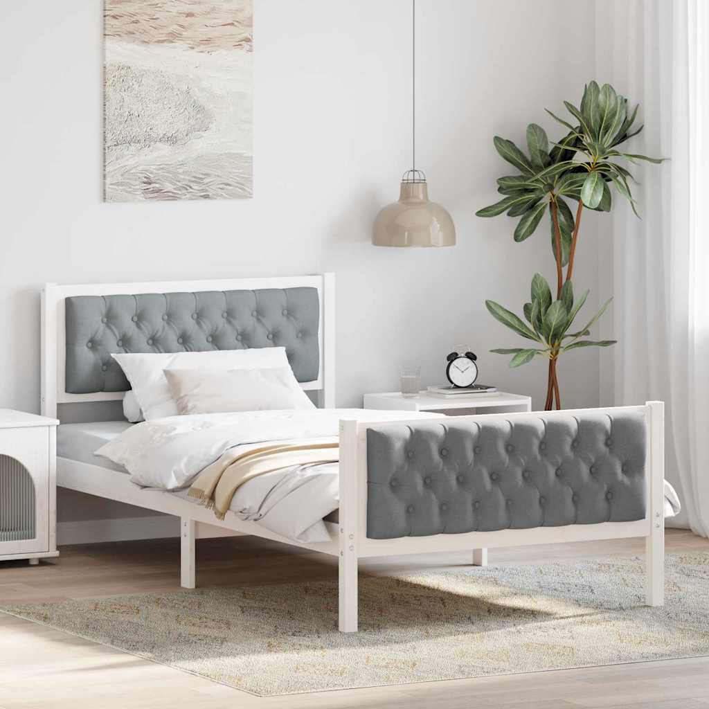 Bed Frame Light Grey 100 x 200 cm Solid Pine Wood