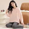 XUEXIMAN Women's Cotton Pajamas with Chest Pads, Sweet And Cute Long-Sleeve Two-Piece Set, Casual Comfortable Loungewear Suitable for Outdoor Wear