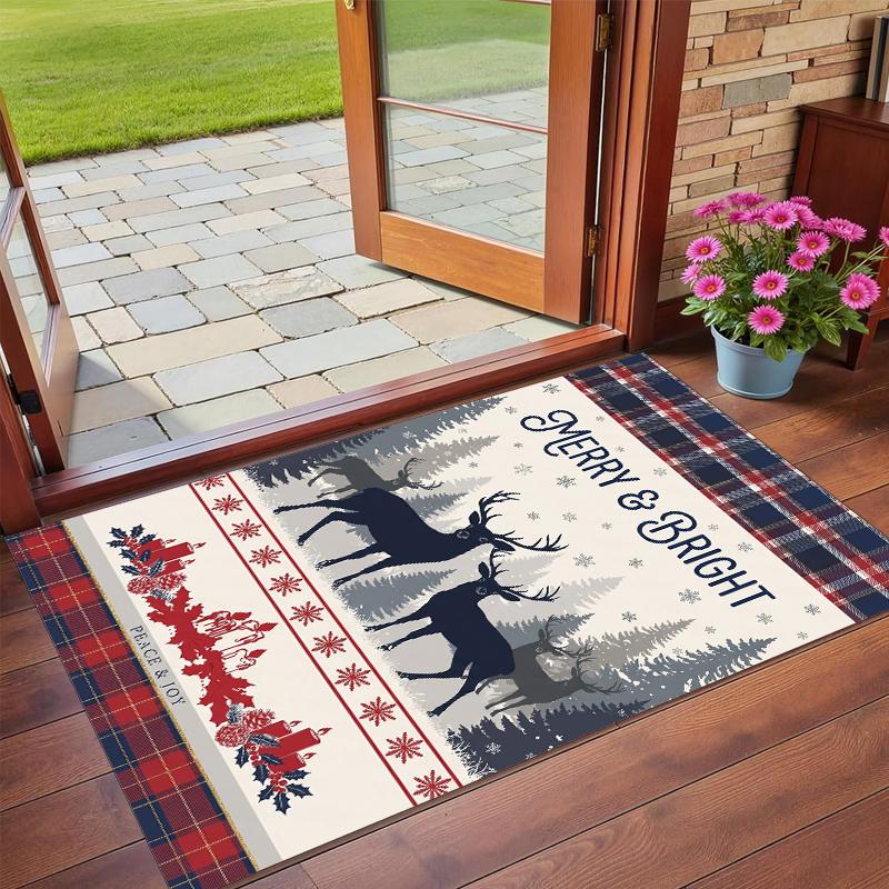 Christmas Printed Square Area Rug Soft Non Slip Floor Carpet For Bedroom Holiday Gift