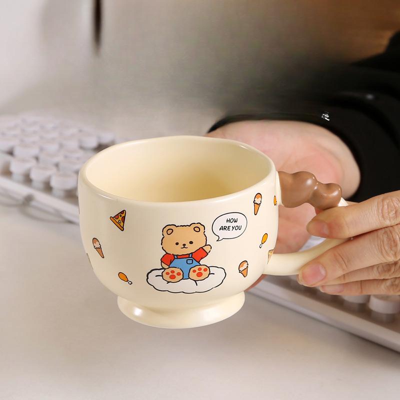 Creative Love Ceramic Cup Cute Bear Rabbit Coffee Cup Birthday Gift Creative Mug Business Event Gift