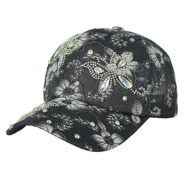 New point diamond butterfly cap, versatile color casual sunshade sunscreen cap, trendy baseball cap