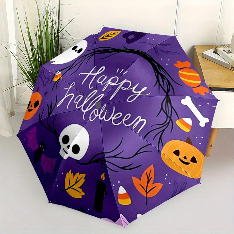 

1pc Happy Halloween Cute Pumpkin Ghost Skull Pattern Umbrella, Fashionable, Personalized, High-Value Folding Umbrella, a Must-Have for Summer, 8-