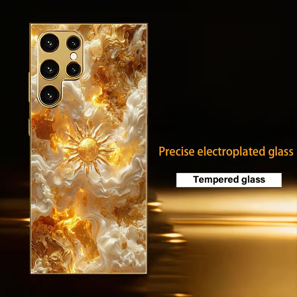 Corona Atmosphäre Schlichtheit Hochwertige Galvanisierte Glas Handyhülle für Samsung Galaxy S26 S25 S24 S23 S22 S21 FE, Ultra, Plus