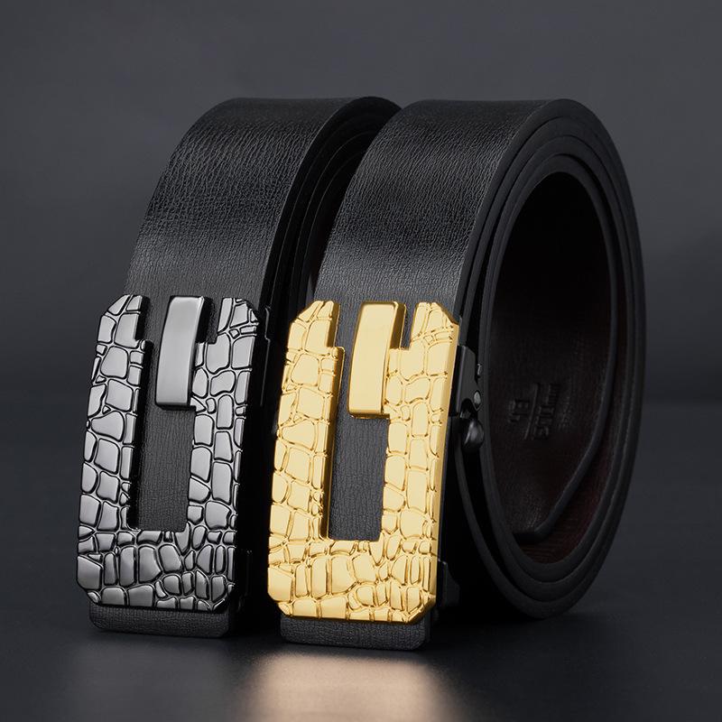 Men's Trendy Casual Leather Belt with Automatic Buckle
