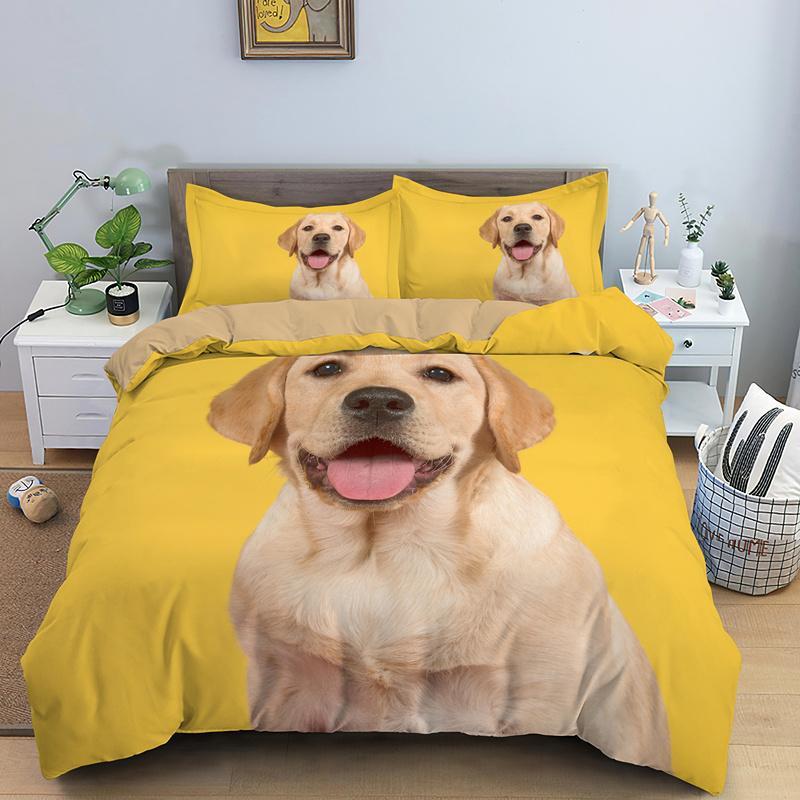 Dog Duvet Cover Set Golden Retriever Queen Size Bedding Set For Boys Girls Microfiber 3D Pet Themed Animal Funny Dog Quilt Cover