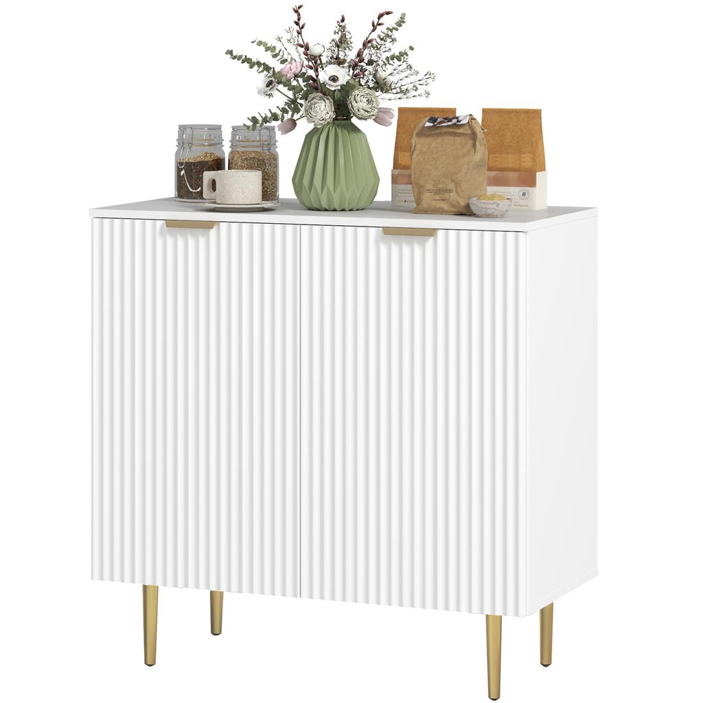 Buffet Cuisine, Meuble de Rangement avec 2 Portes, Étagère Réglable, Pieds Métalliques Surélevés, 80 x 40 x 80 cm, Blanc