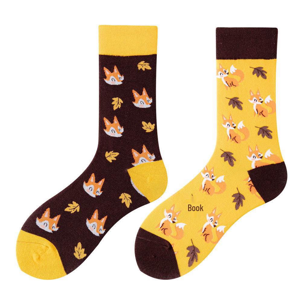 SMLSOX Summer Asymmetrical Mandarin Duck Couple Mid-Calf Colorful Christmas Cotton Fashion Socks