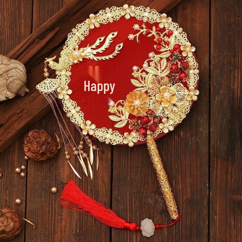 Handmade Chinese Xiuhe Style Wedding Bouquet Fan