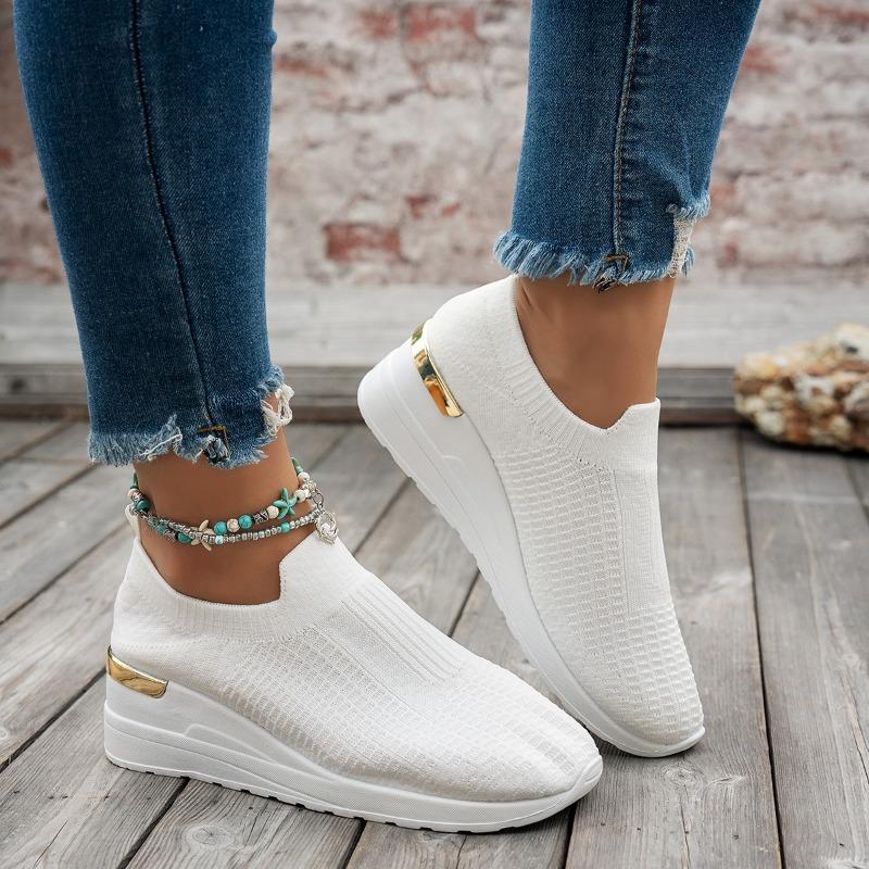 Women’s Knit Mesh Slip-On Sneakers Platform Wedge Casual Shoes